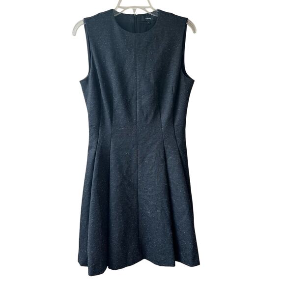 THEORY Dress Wool Blend Sleeveless Fit & Flare Speckled Gray 6 Quiet Luxury - Picture 1 of 12